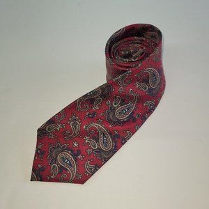 Golden House Custom Cravates‎ Mens Tie Silk Red Paisley Print Handmade